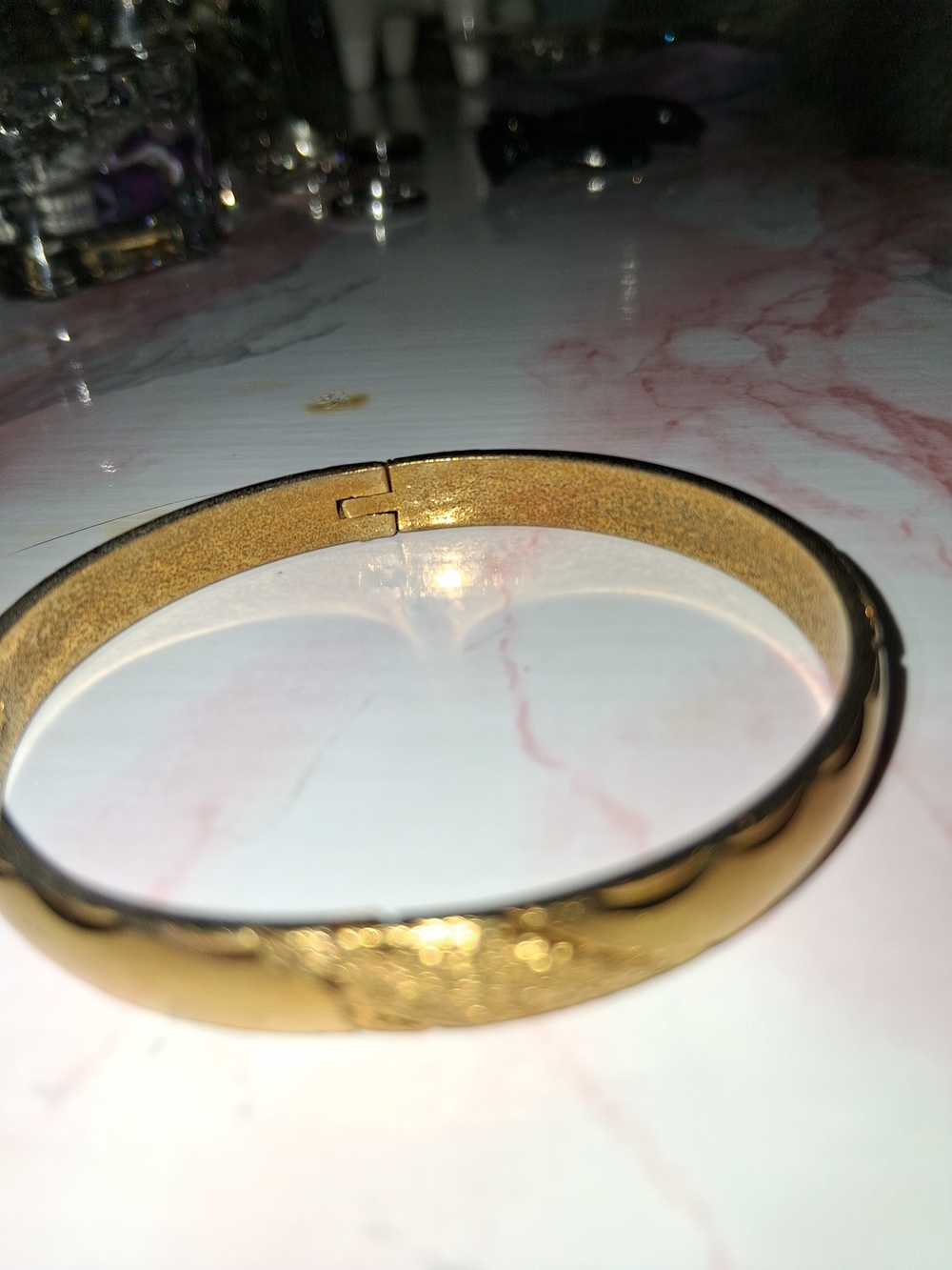 Gold Tone Hinged Bangle Bracelet